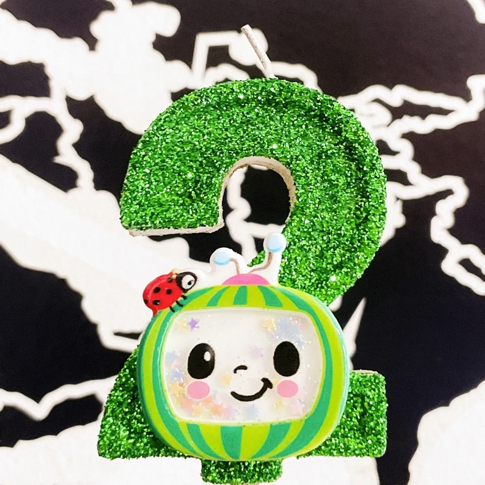 Melon Green Glitter Number Candle Birthday Candle Cake Topper Party Supply Gifts